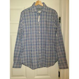 Mens Michael Kors Dress Shirts Button Down Navy Multi Color Slim Fit 15 1/2 34-3